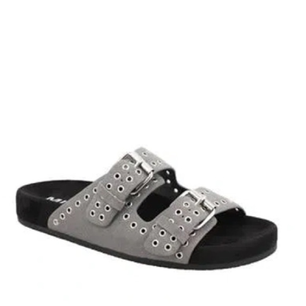 MIA Brooklyn Gray Women's Mules with Buckle Detail